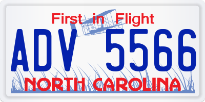 NC license plate ADV5566