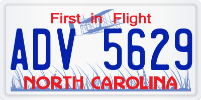 NC license plate ADV5629