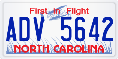 NC license plate ADV5642