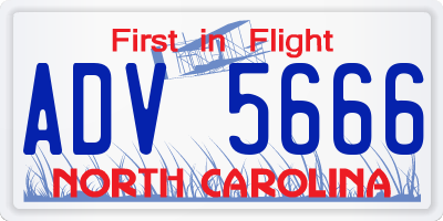 NC license plate ADV5666