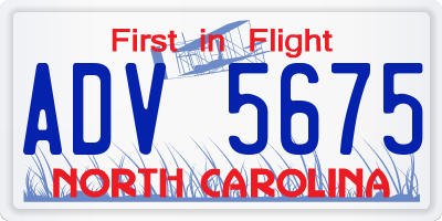 NC license plate ADV5675