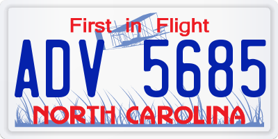 NC license plate ADV5685