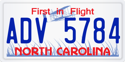 NC license plate ADV5784