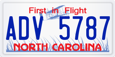 NC license plate ADV5787
