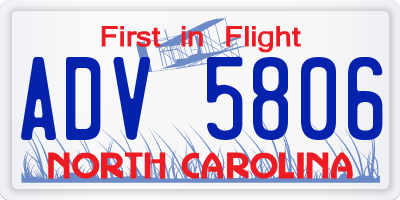 NC license plate ADV5806