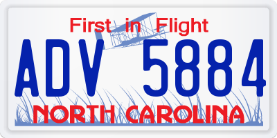 NC license plate ADV5884