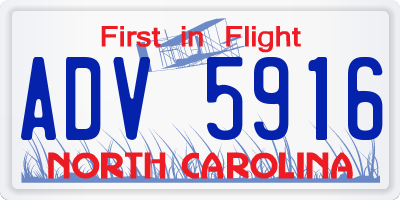NC license plate ADV5916