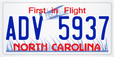NC license plate ADV5937