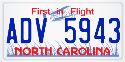 NC license plate ADV5943