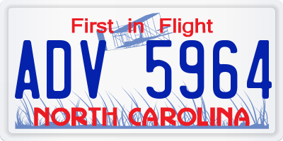 NC license plate ADV5964