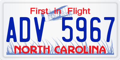 NC license plate ADV5967