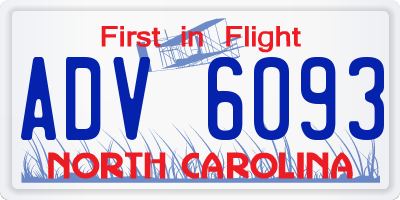 NC license plate ADV6093