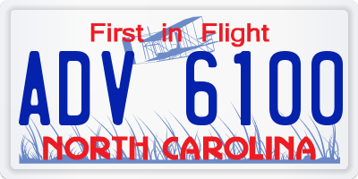 NC license plate ADV6100