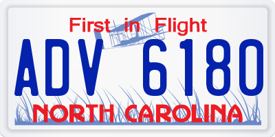 NC license plate ADV6180
