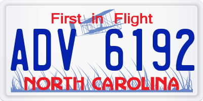 NC license plate ADV6192