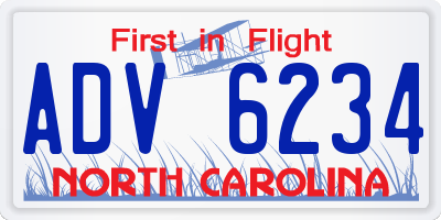 NC license plate ADV6234