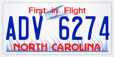 NC license plate ADV6274