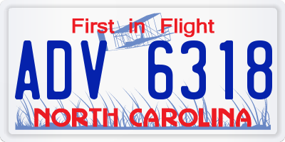 NC license plate ADV6318