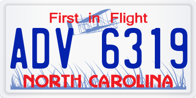 NC license plate ADV6319
