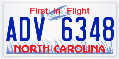 NC license plate ADV6348
