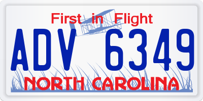 NC license plate ADV6349