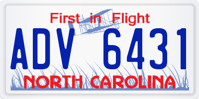 NC license plate ADV6431
