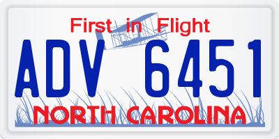 NC license plate ADV6451