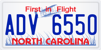 NC license plate ADV6550