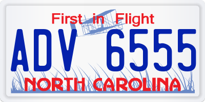 NC license plate ADV6555