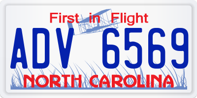 NC license plate ADV6569