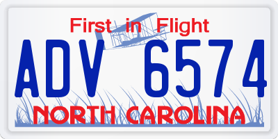 NC license plate ADV6574