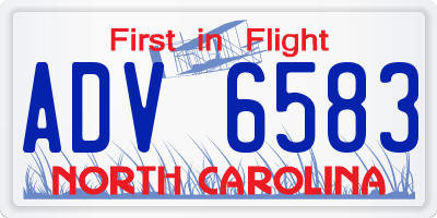 NC license plate ADV6583