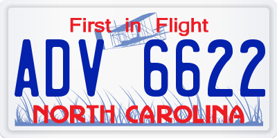 NC license plate ADV6622