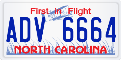 NC license plate ADV6664