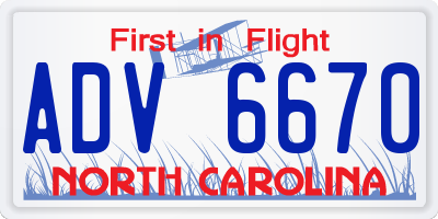 NC license plate ADV6670