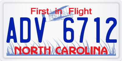 NC license plate ADV6712