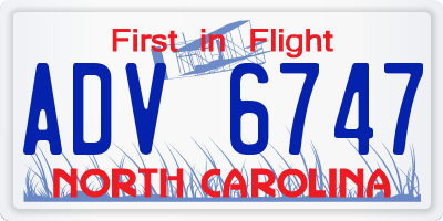 NC license plate ADV6747