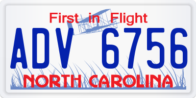 NC license plate ADV6756