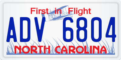 NC license plate ADV6804