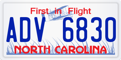 NC license plate ADV6830