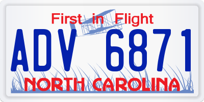 NC license plate ADV6871