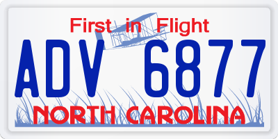 NC license plate ADV6877