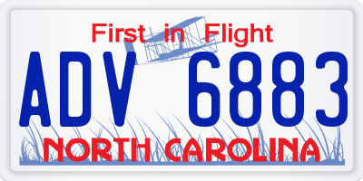 NC license plate ADV6883