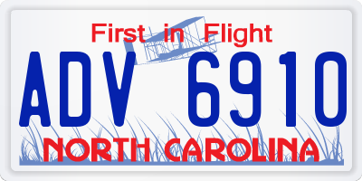 NC license plate ADV6910