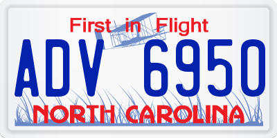 NC license plate ADV6950