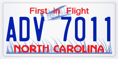 NC license plate ADV7011