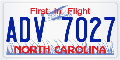 NC license plate ADV7027