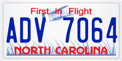 NC license plate ADV7064