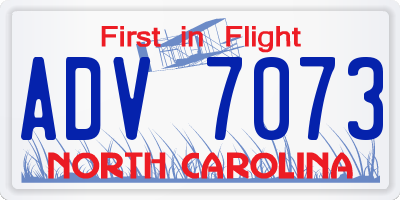 NC license plate ADV7073