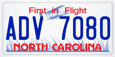 NC license plate ADV7080